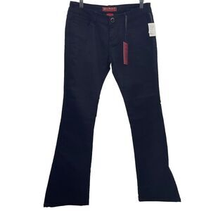 Red Rivet Junior 11 Flare Jeans Black Flap Embroidered Pockets Mid Rise Stretch